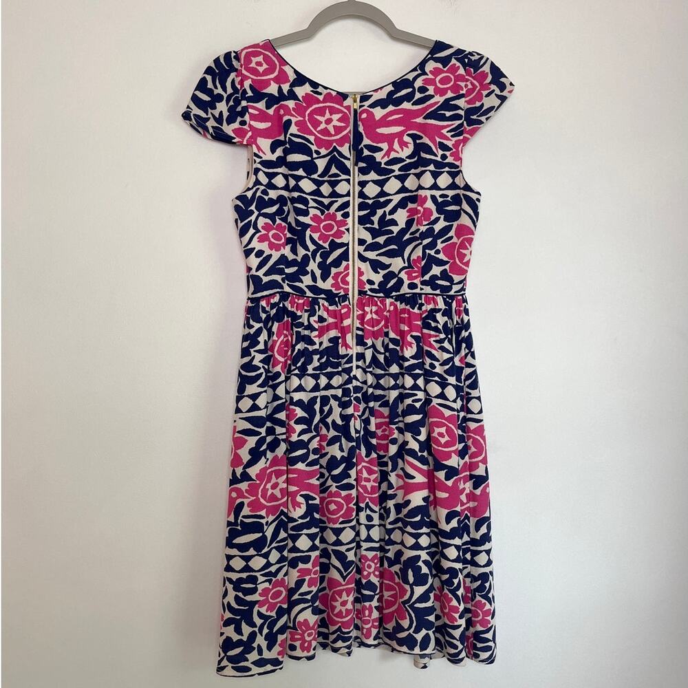 Anthropologie Maeve Peralta Flared Dress Bird Floral Size 2 Pockets Fit & Flare - Picture 2 of 7